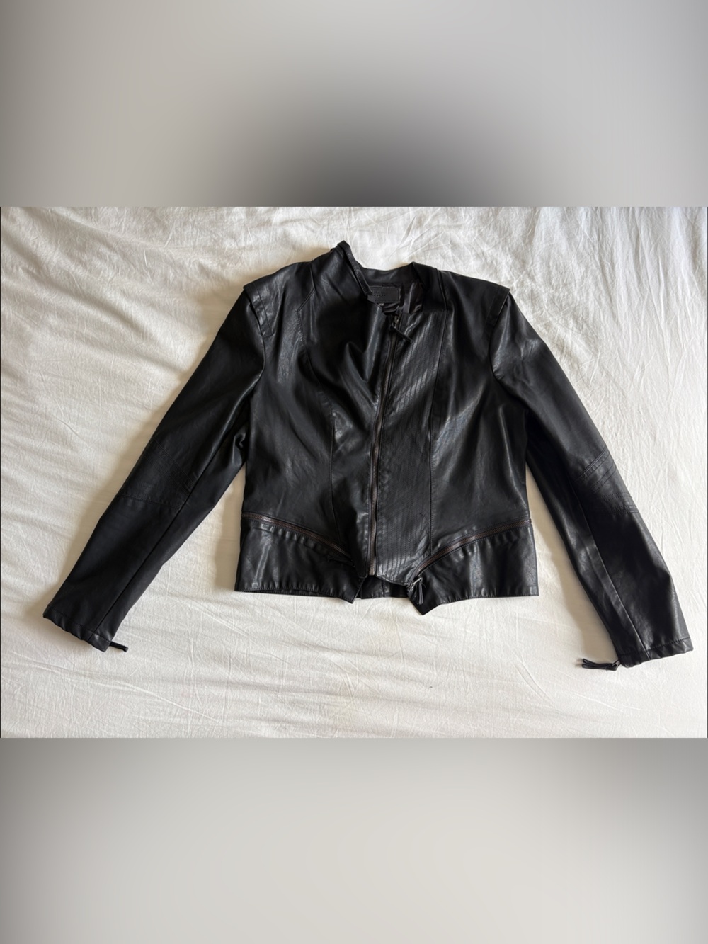 [BLANKNYC] Black Vegan Leather Asymmetrical Moto Jacket - Size XL